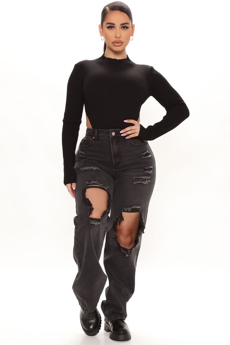 Fashion nova black ripped jeans sales