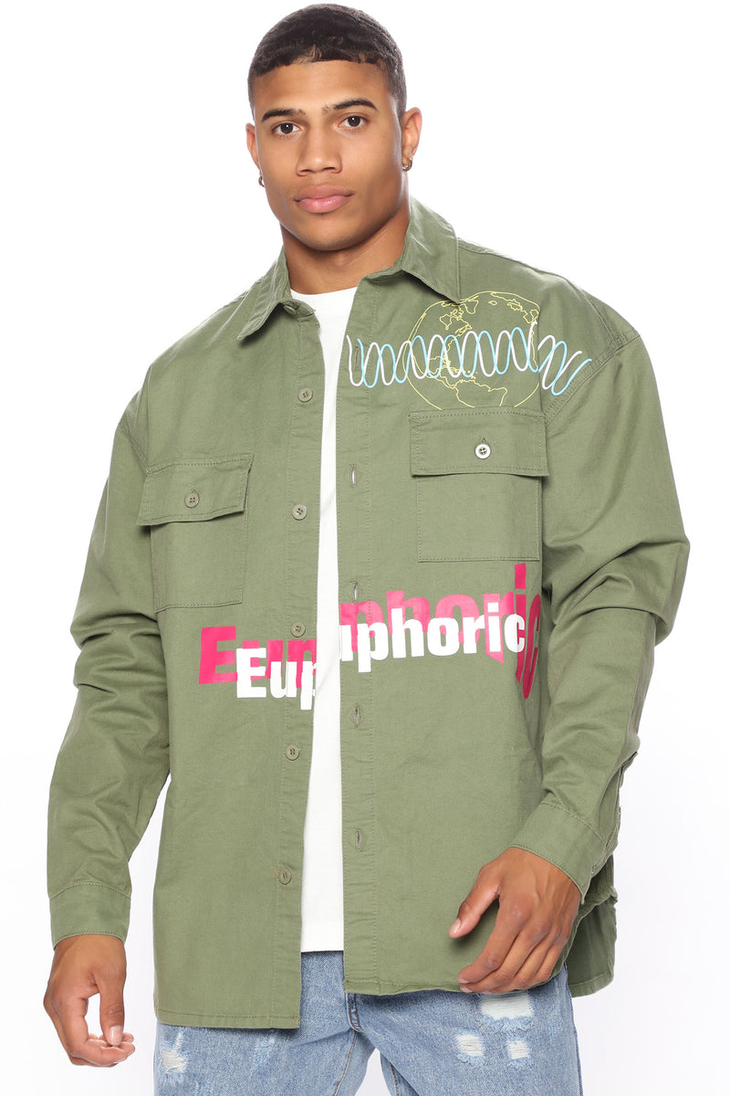 Euphoric Long Sleeve Woven Top - Olive | Fashion Nova, Mens Shirts ...