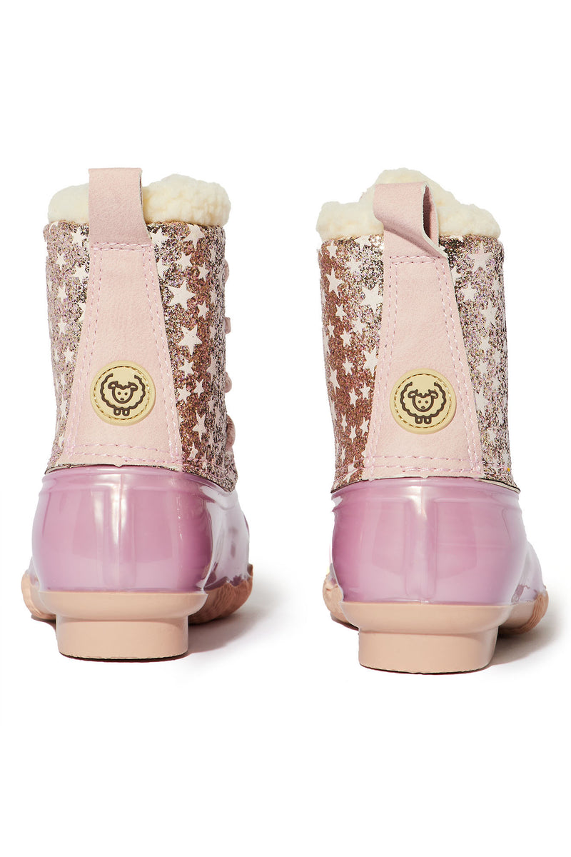 Pink glitter duck boots sale