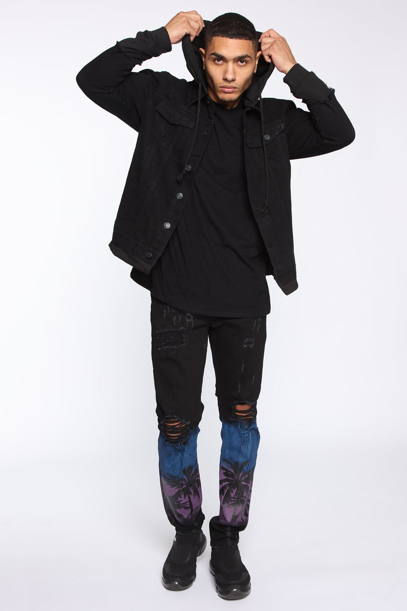 Jean jacket black 2025 hoodie