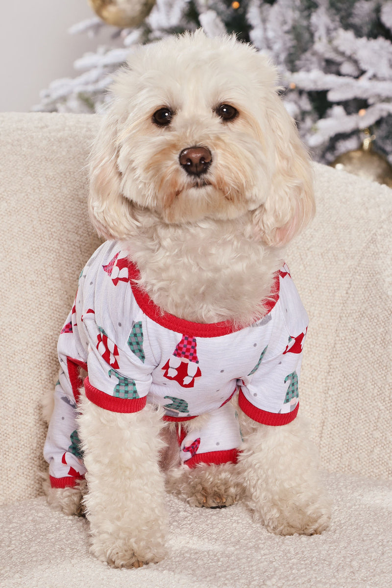 Pup Gnome Fam Holiday Onesie Red combo Fashion Nova Dog