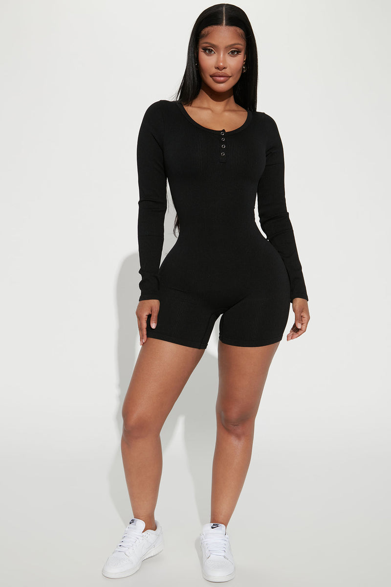 Lacey Seamless Romper Black