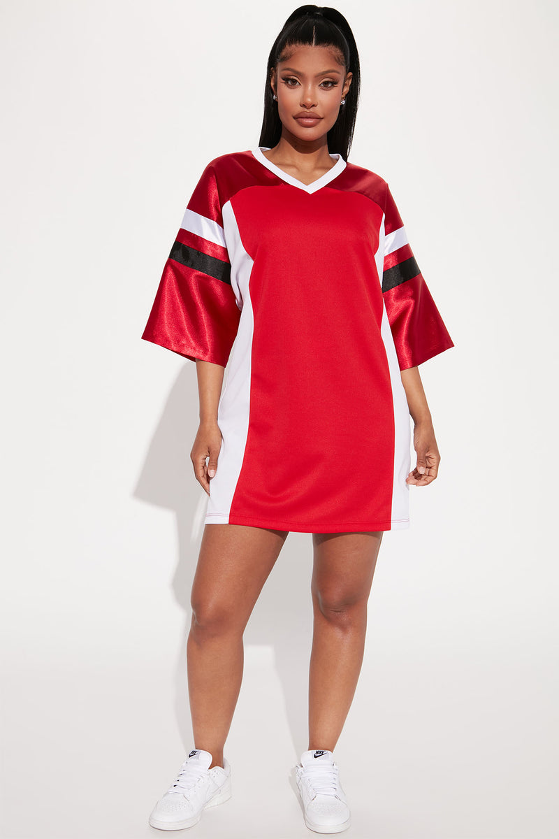 Jenna Jersey Dress Red combo Fashion Nova Dresses Fashion Nova