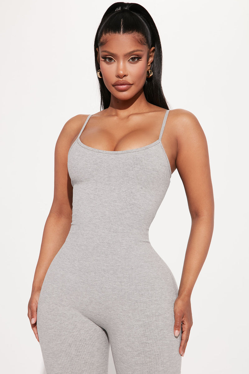 Nova Season Snatched Jumpsuit Heather Grey Fashion Nova