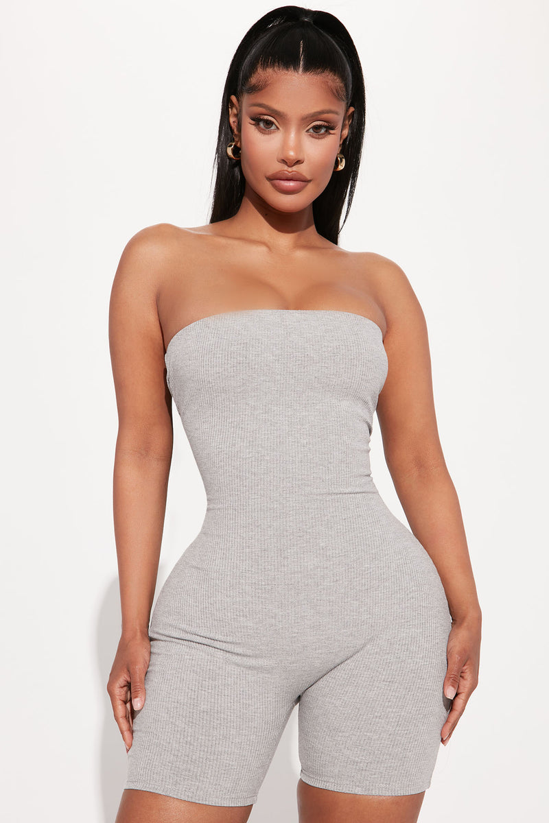 Grey strapless romper 2025