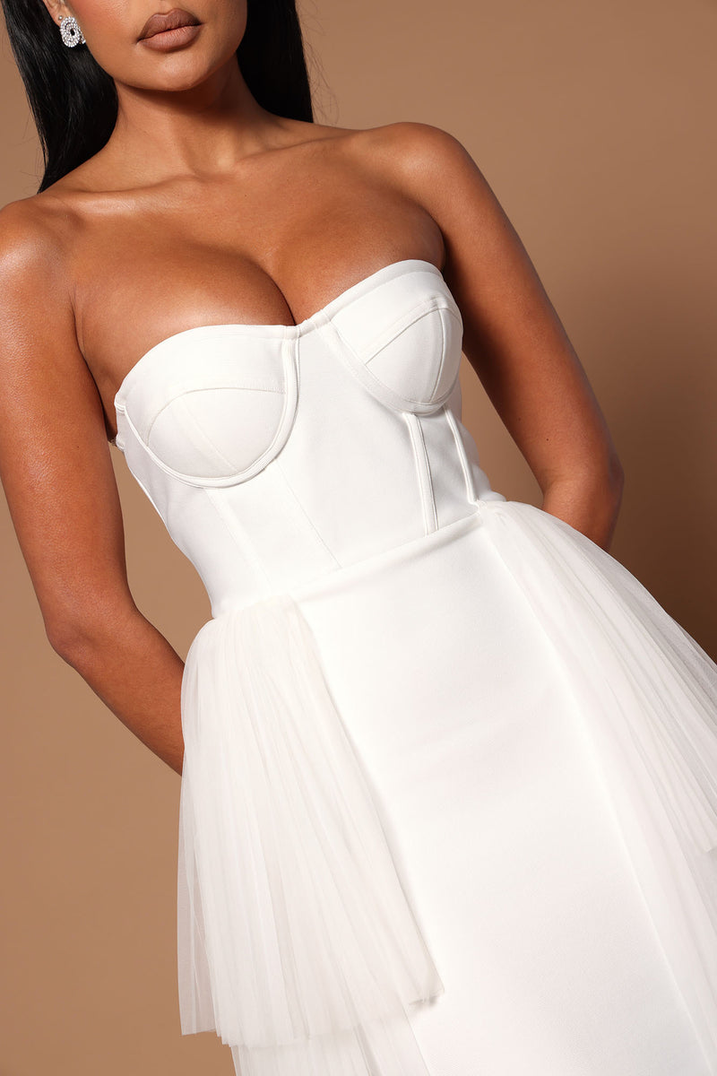 Andrea White Half-Knitted Tulle Gown main image 1