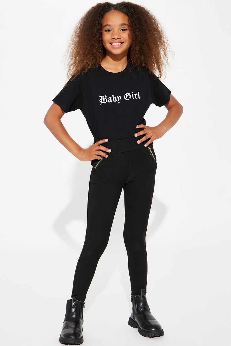 Mini Baby Girl Short Sleeve Top Black