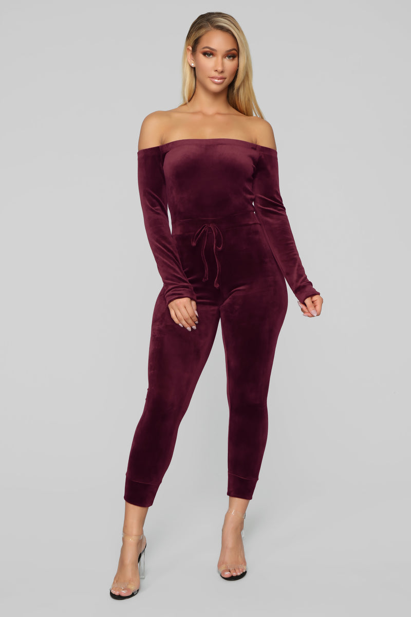 Fashion nova velour jumpsuit sale
