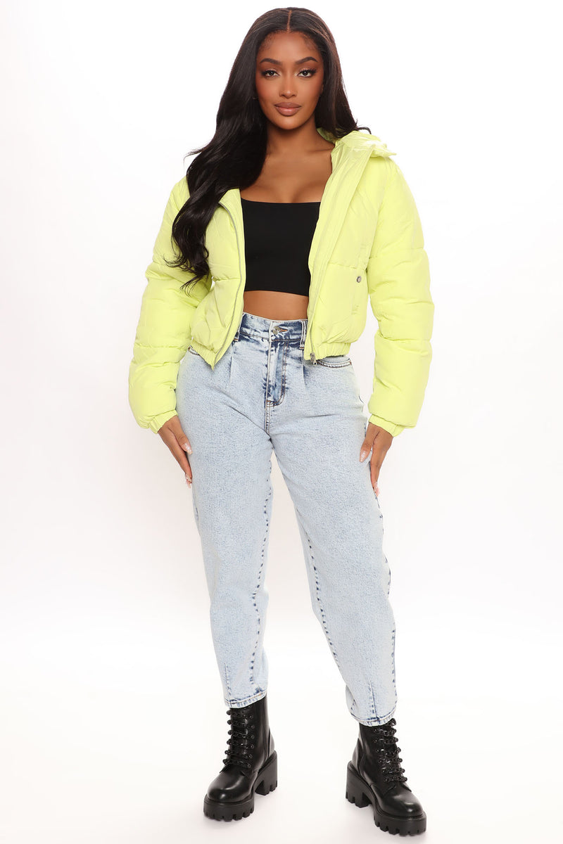 Yellow crop deals puffer jacket