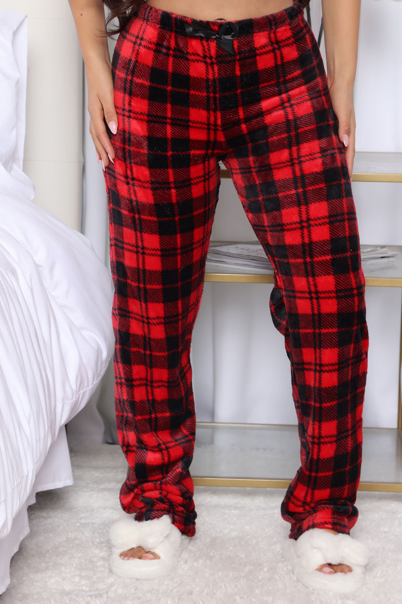 Sleepy Naps Plush PJ Pants - Red/Black, Fashion Nova, Lingerie & Sleepwear