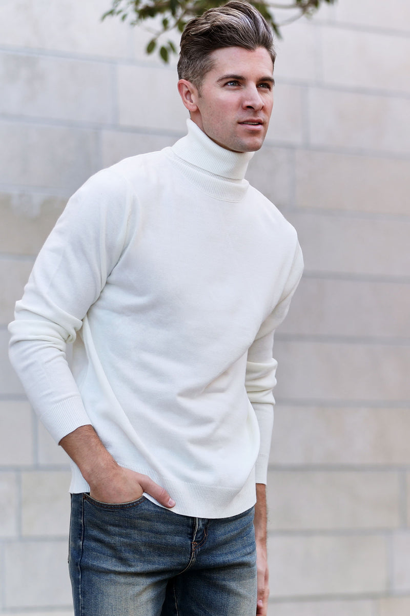 White high shop neck sweater mens