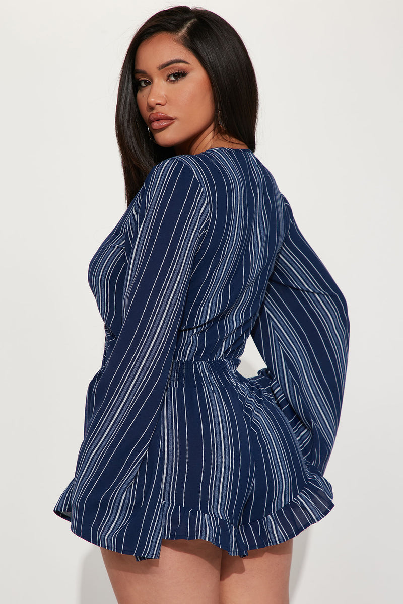 Tulum Stripe Romper Navy