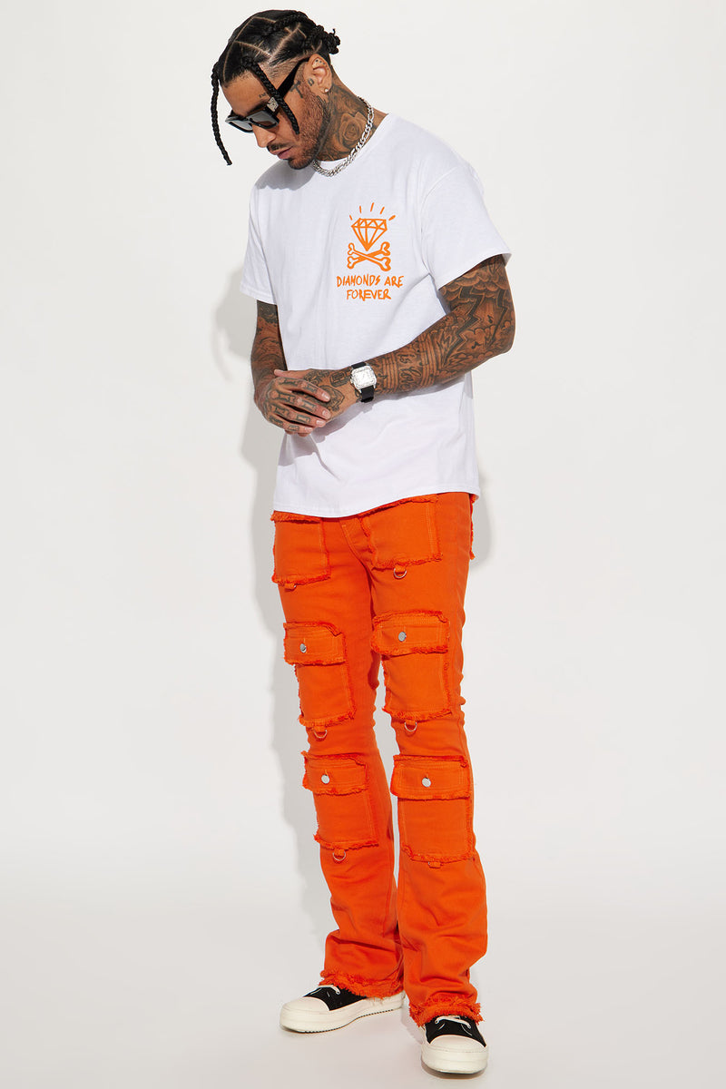 Fit Check Stacked Skinny Flared Pants - Orange