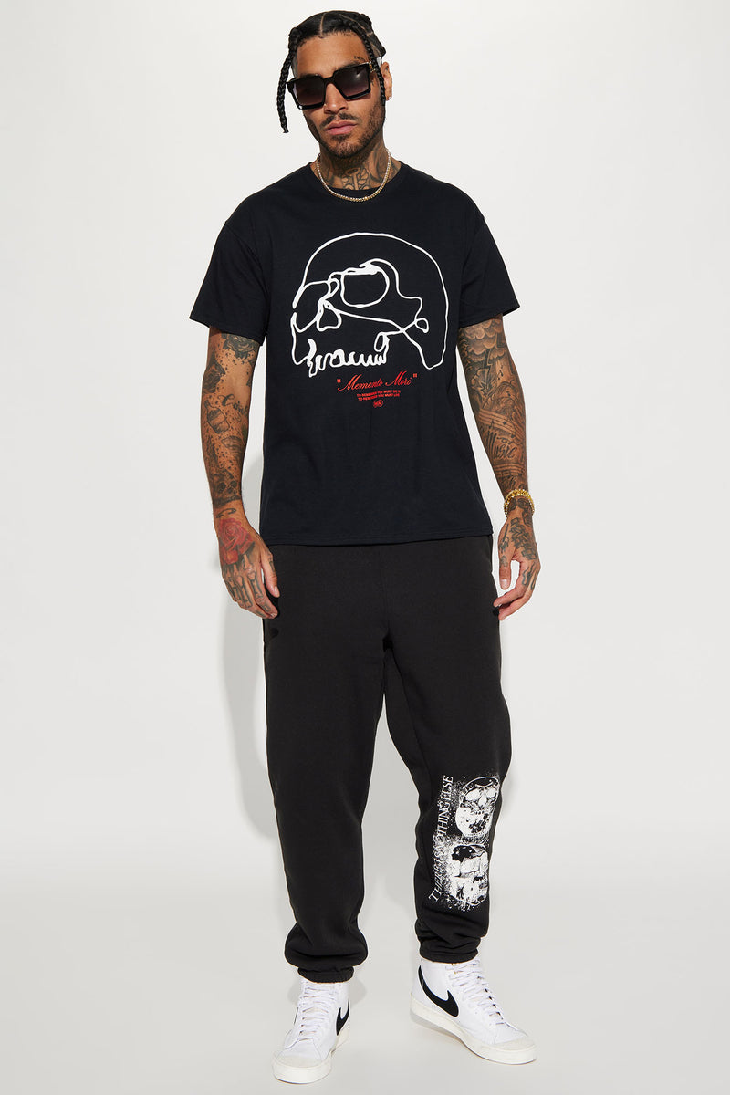 Stacked Skulls Jogger Black Fashion Nova Mens Fleece Bottoms