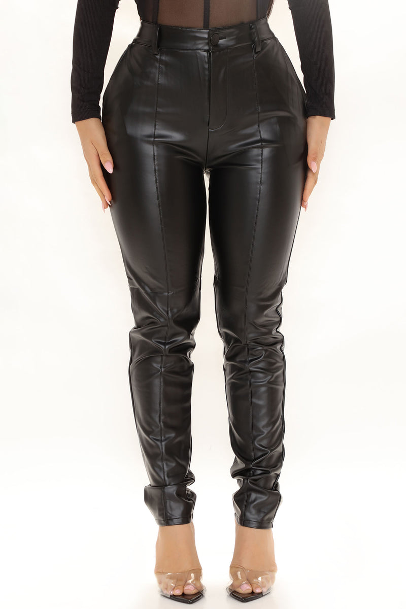 Made To Shine Faux Patent Leather Pant - Black, Fashion Nova, Pants