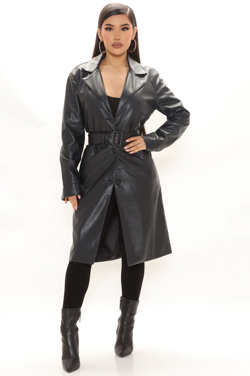 Urban Fashion Studio Women's Belted Hooded Leather Coat