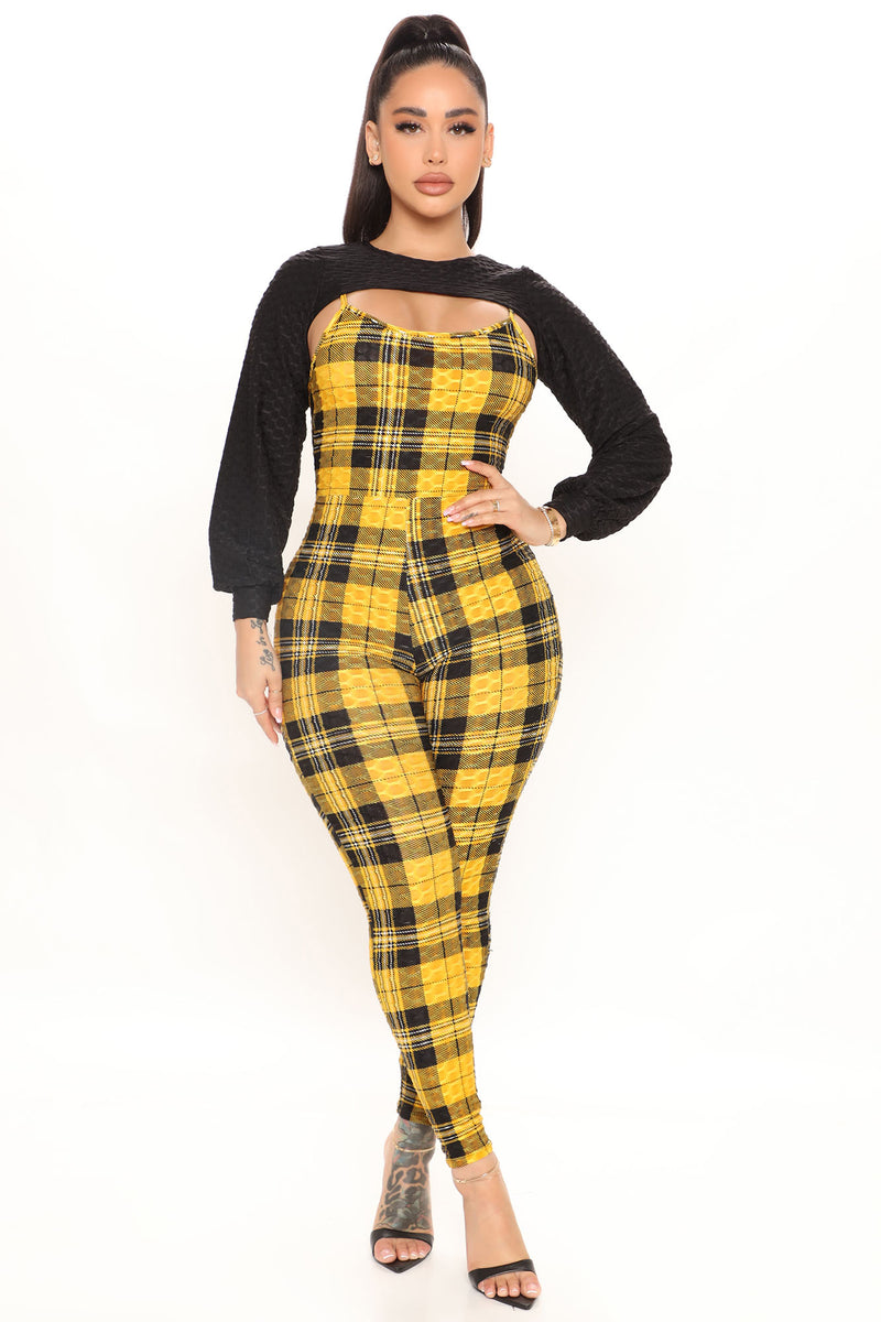 Fashion nova plaid jumpsuit top