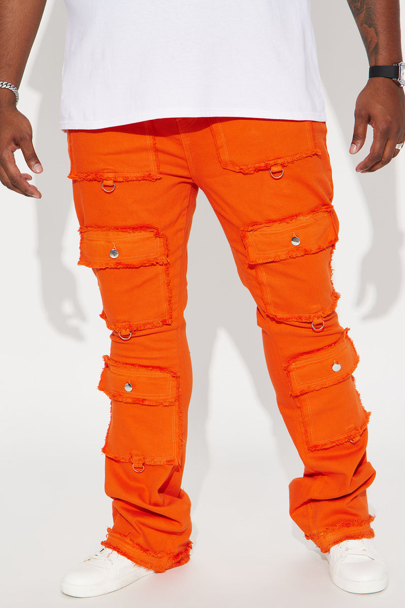 Fit Check Stacked Skinny Flared Pants Orange Fashion Nova, Mens