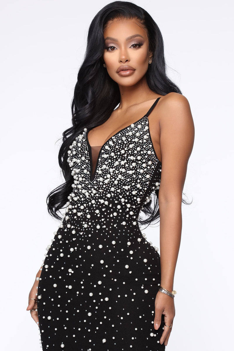 A Girl In Pearls Maxi Dress Black Fashion Nova Dresses