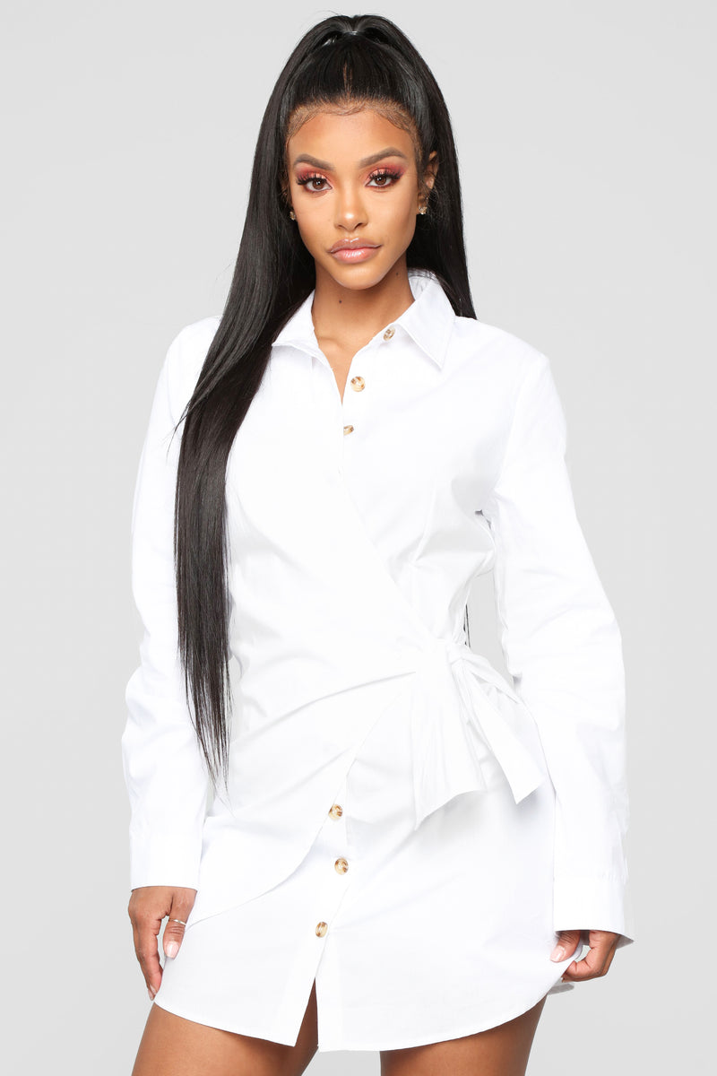 Friendship Ties Shirt Dress White