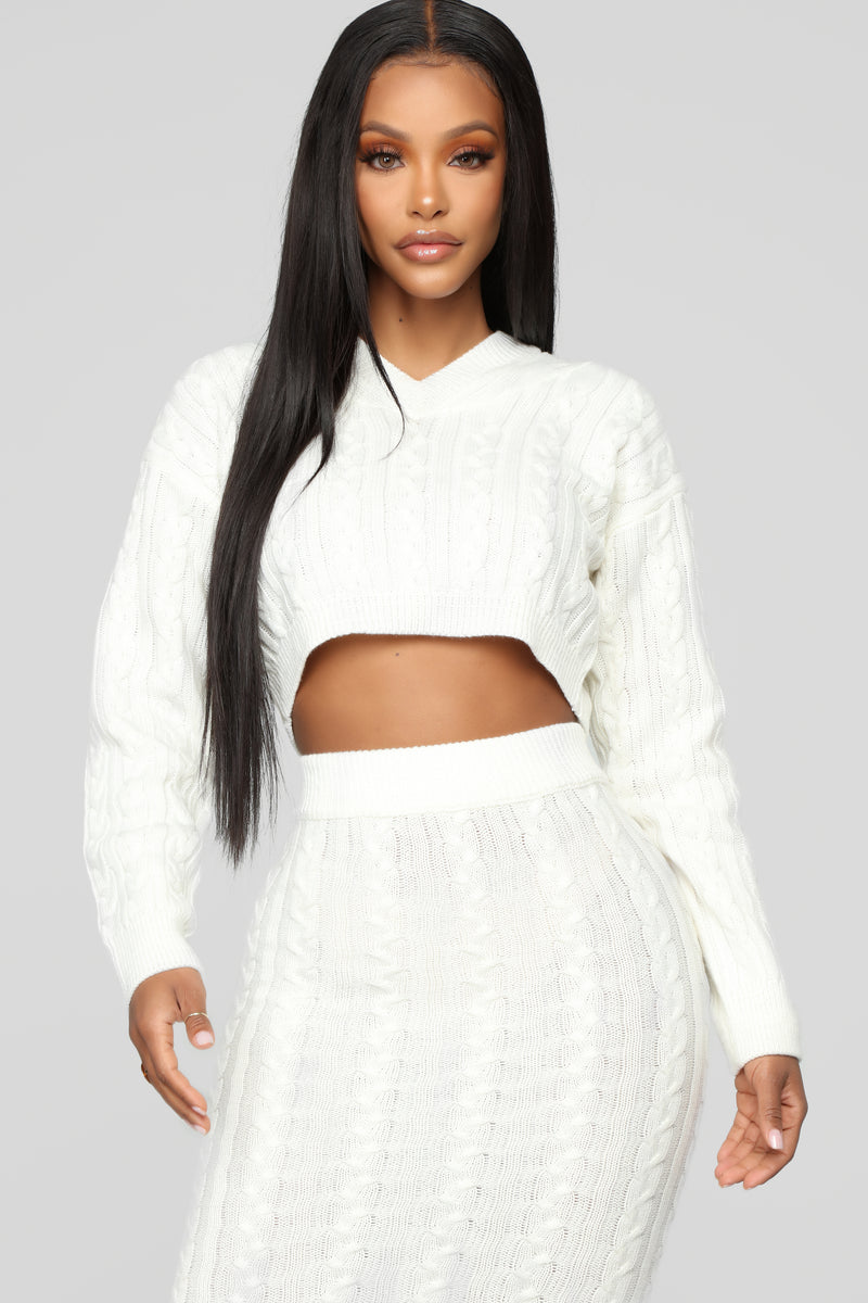 Ivory knit skirt online