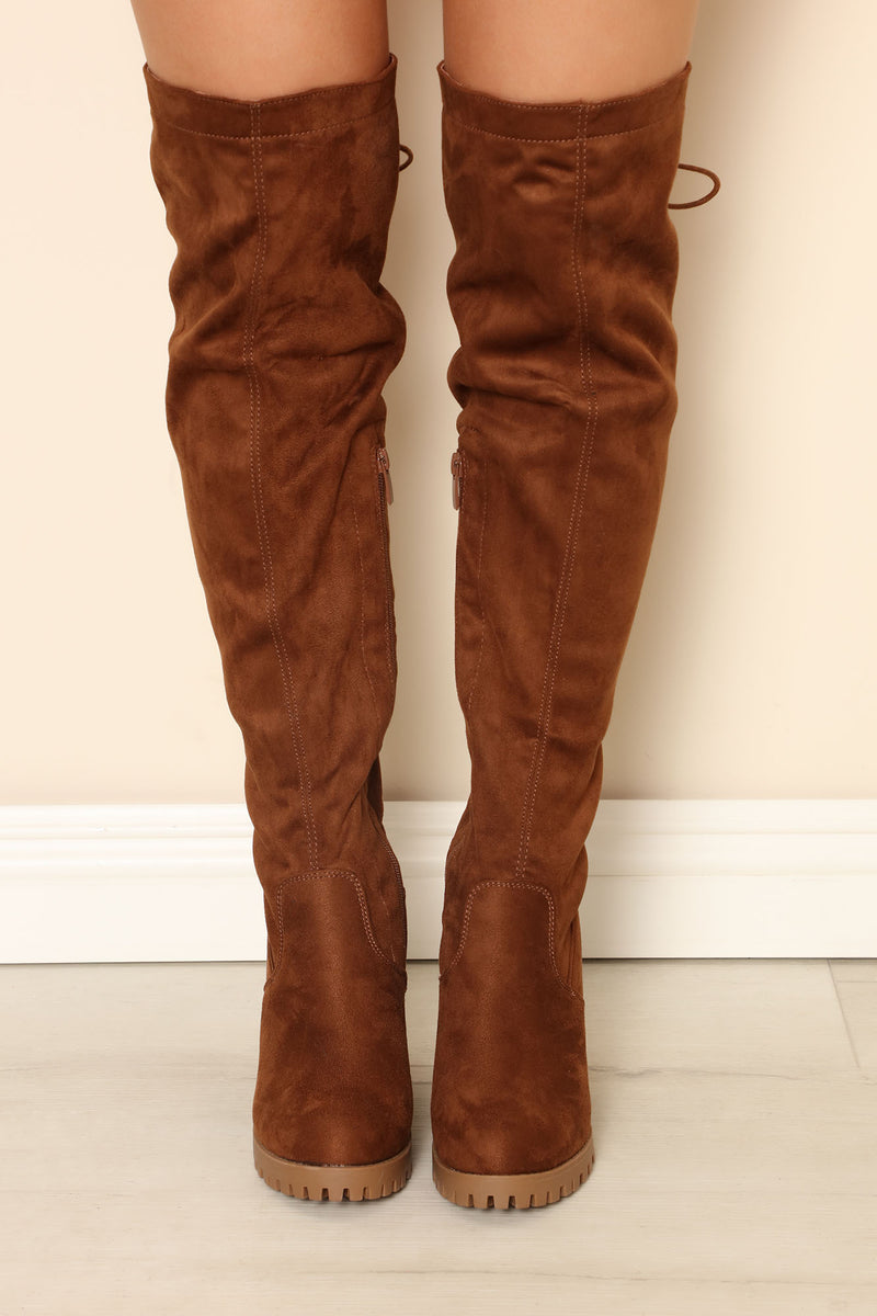 Chestnut over the outlet knee boots