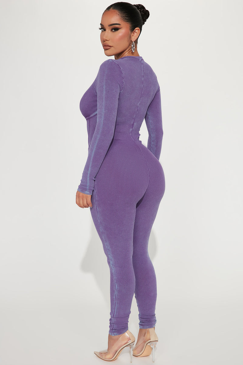 Dallas Ribbed Jumpsuit Purple