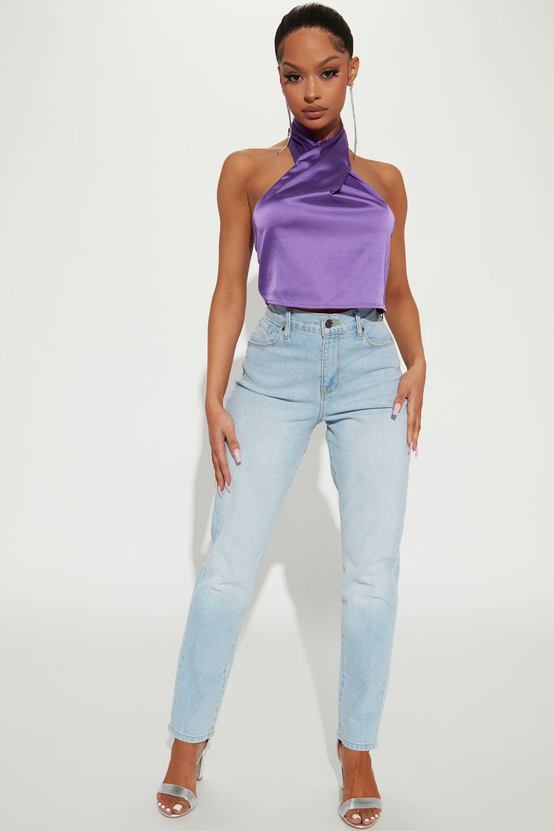 Purple and Green Ombre Satin Blouse