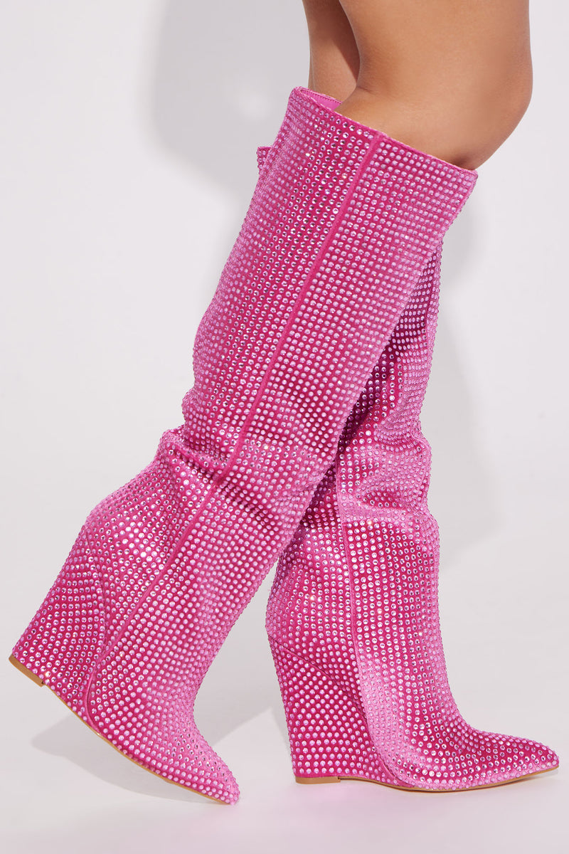 Pink sales wedge boots