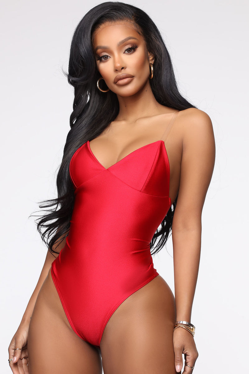 Fashion nova red bodysuit sales