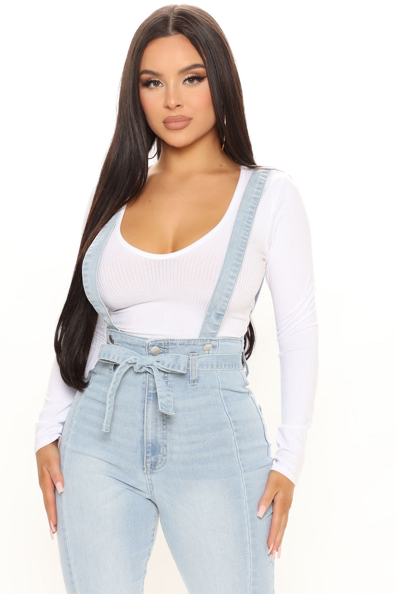 Denim overalls top fashion nova