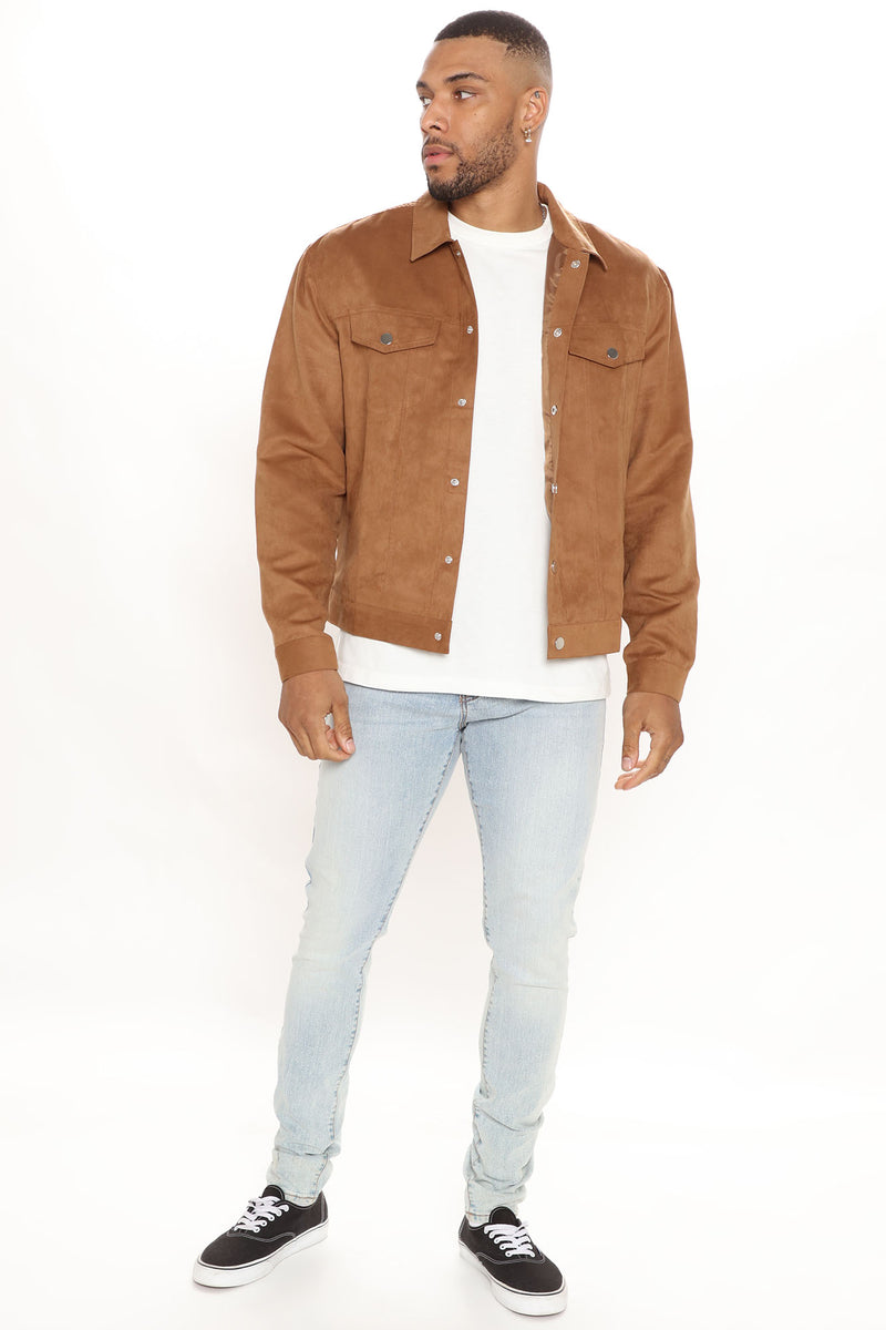 Suede Trucker Jacket Tan