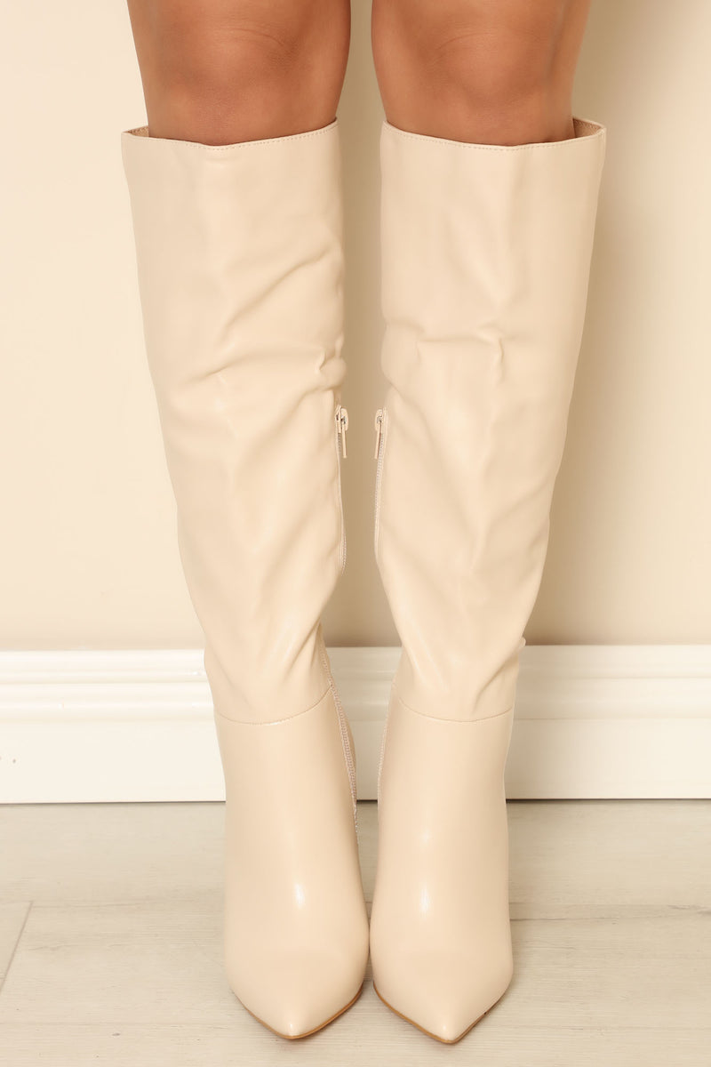 Ivory knee high boots on sale