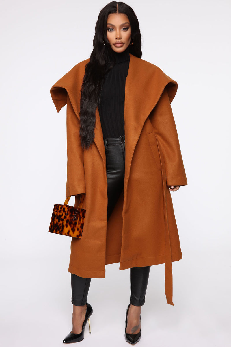 Cognac wool hotsell coat