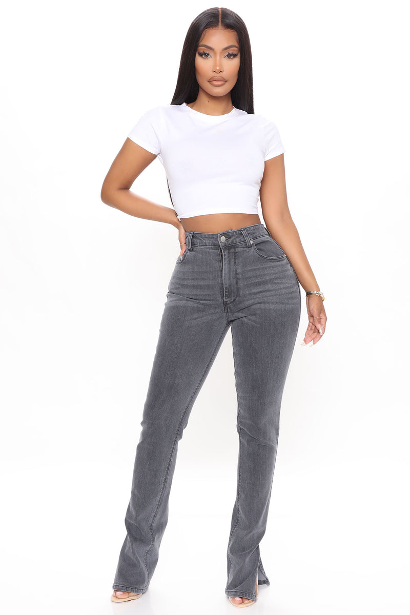 Soho Side Split Skinny Jeans Grey