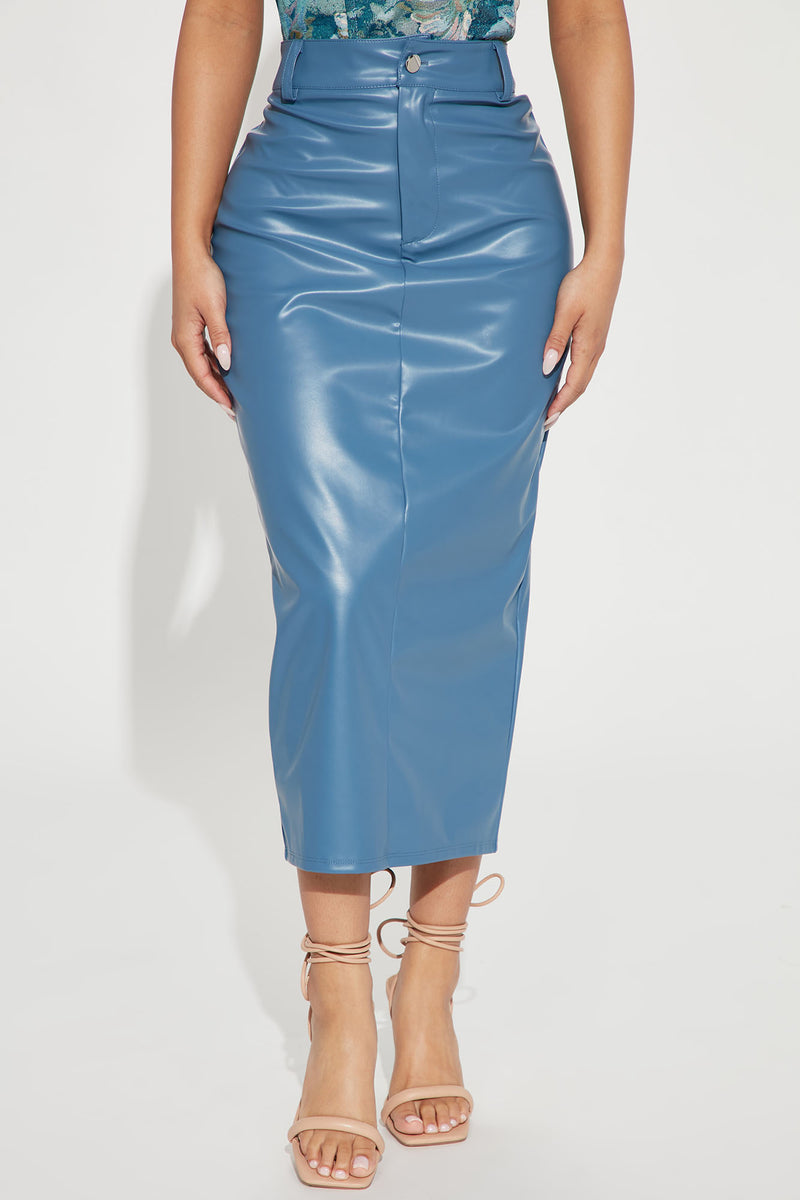 Leather skirt light shop blue
