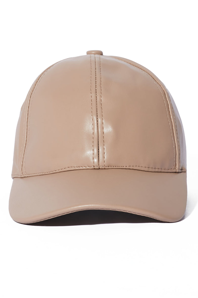 PU Leather Baseball Hat Taupe