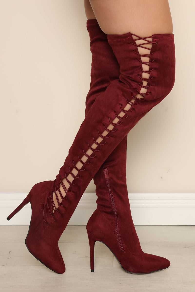 Burgundy stiletto cheap boots