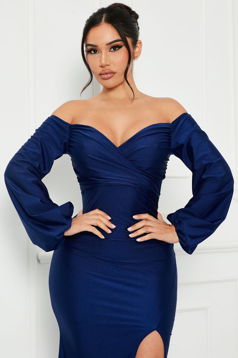 Denise Off Shoulder Maxi Dress Navy