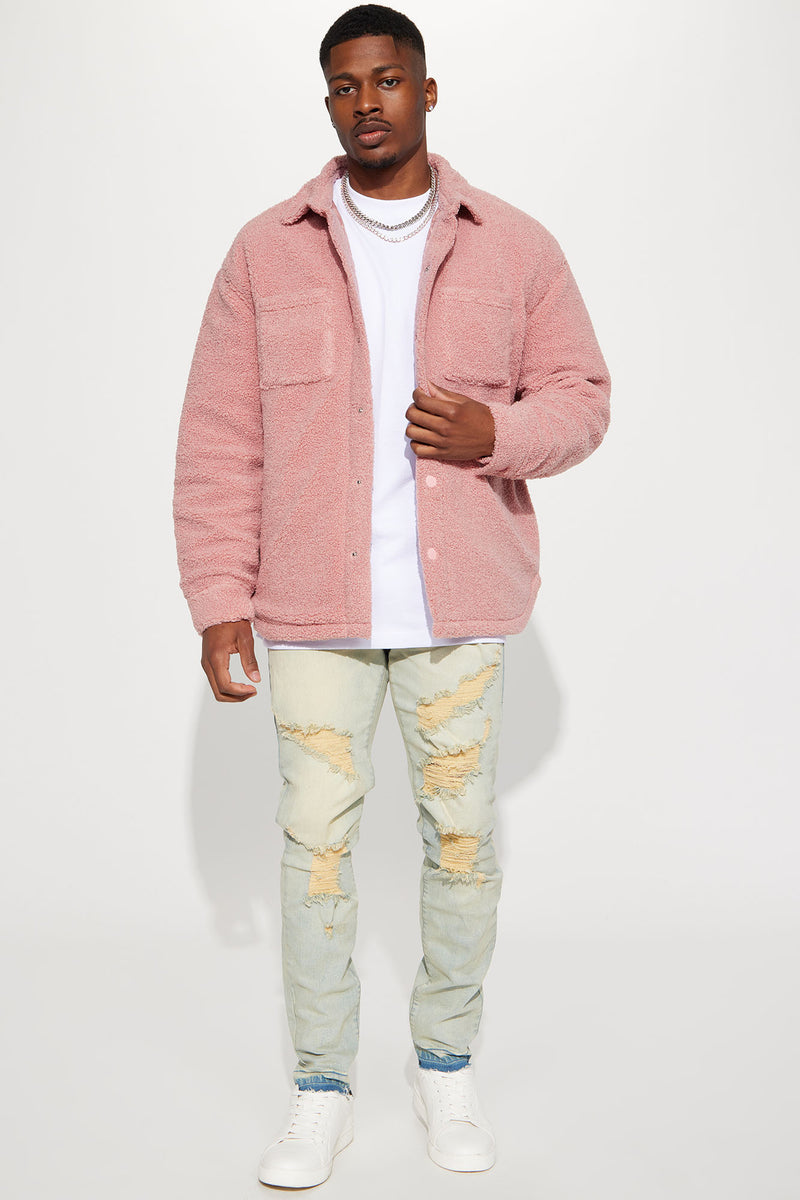 Pink sherpa shop jacket mens