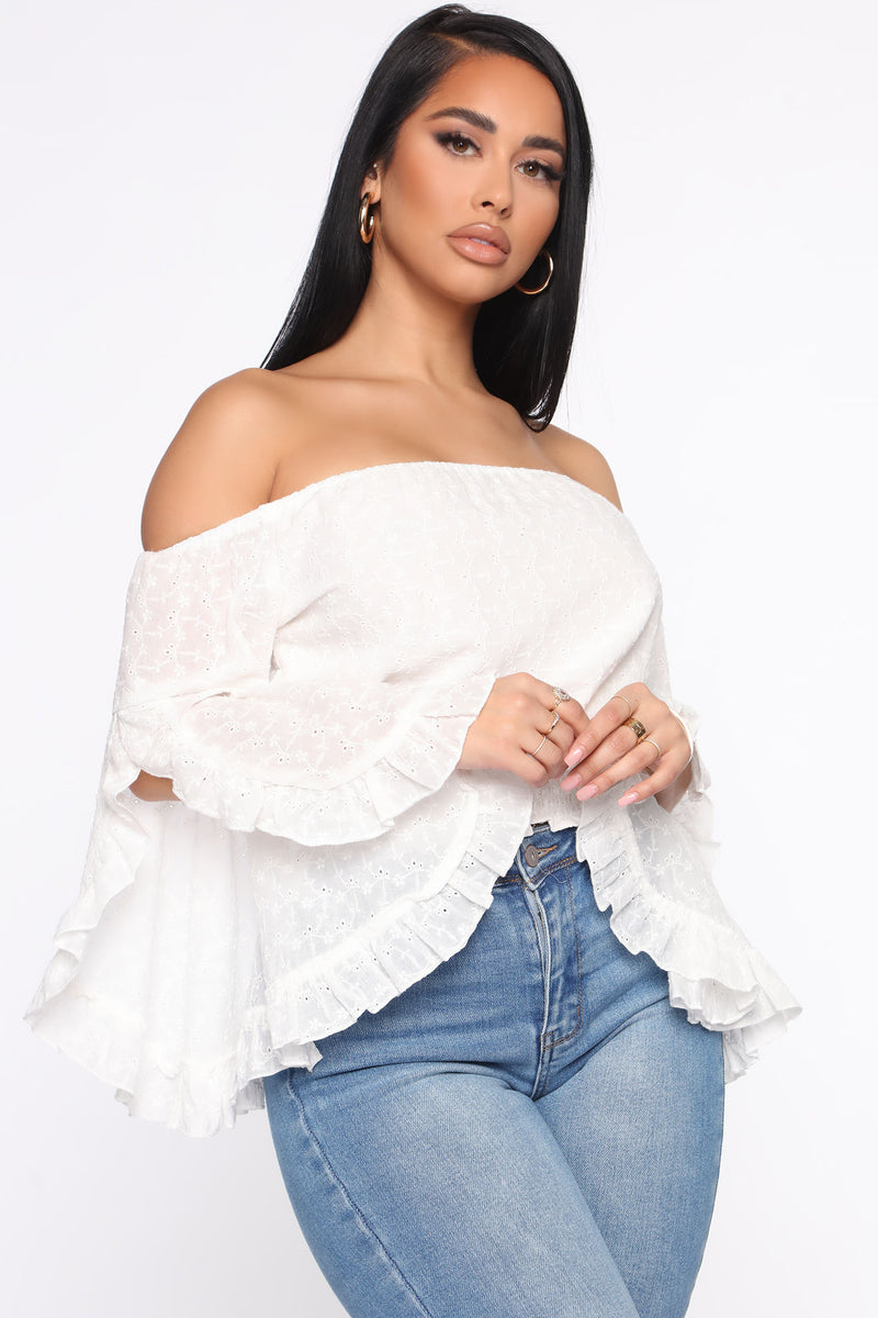 Southern Draw Off Shoulder Top Off White Fashion Nova Shirts