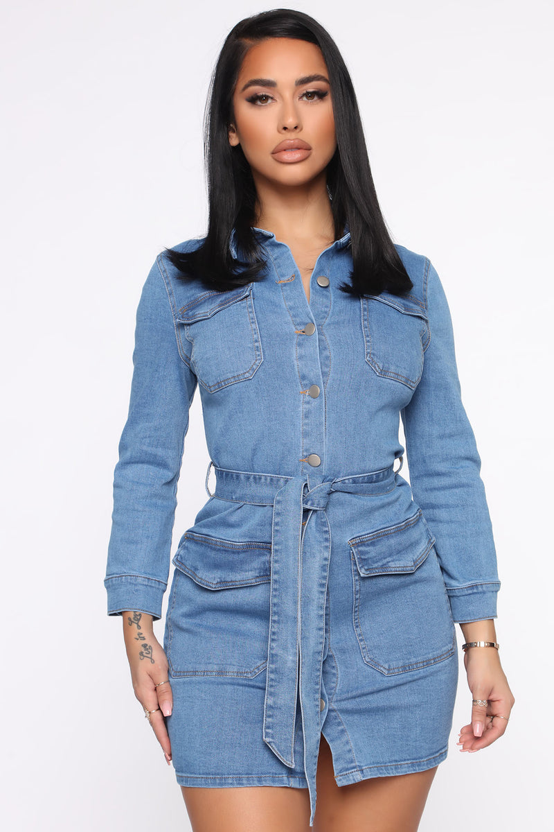 Make No Mistake Mini Dress Medium Wash