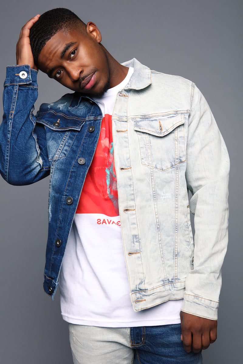 Contrast Denim Jacket Blue