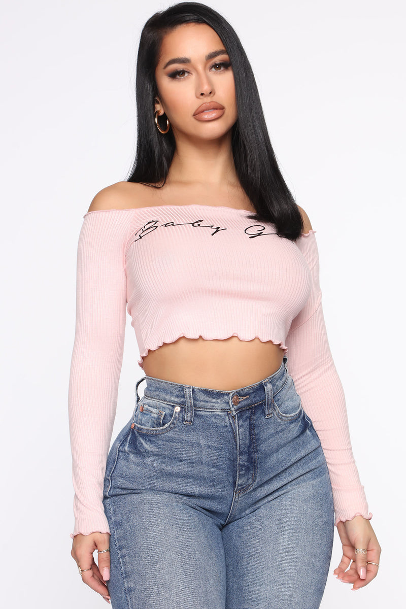 Baby Girl Long Sleeve Off Shoulder Top Pink Fashion Nova