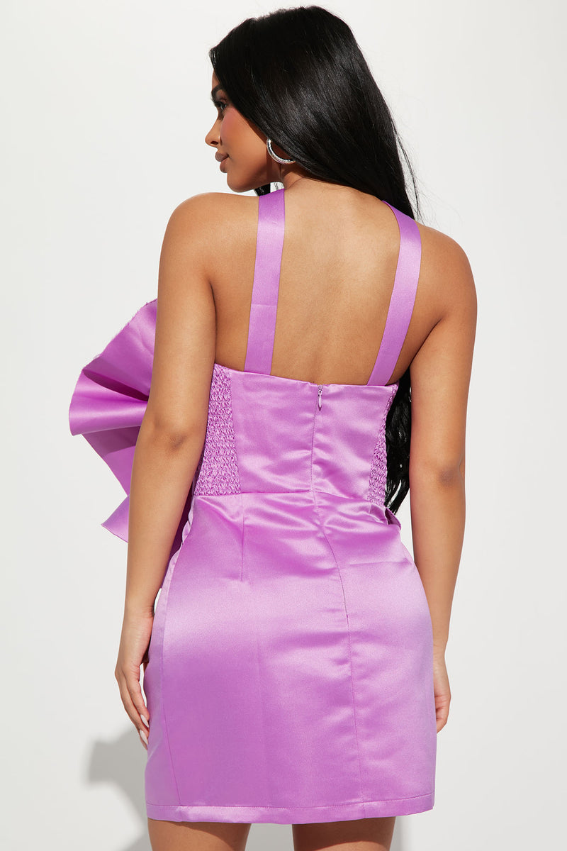 Rosalee Satin Mini Dress Lavender