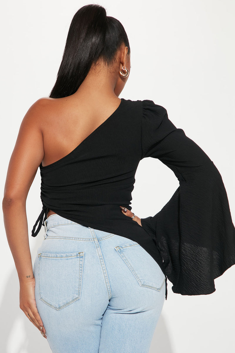 Dreamlover One Shoulder Top Black Fashion Nova Shirts