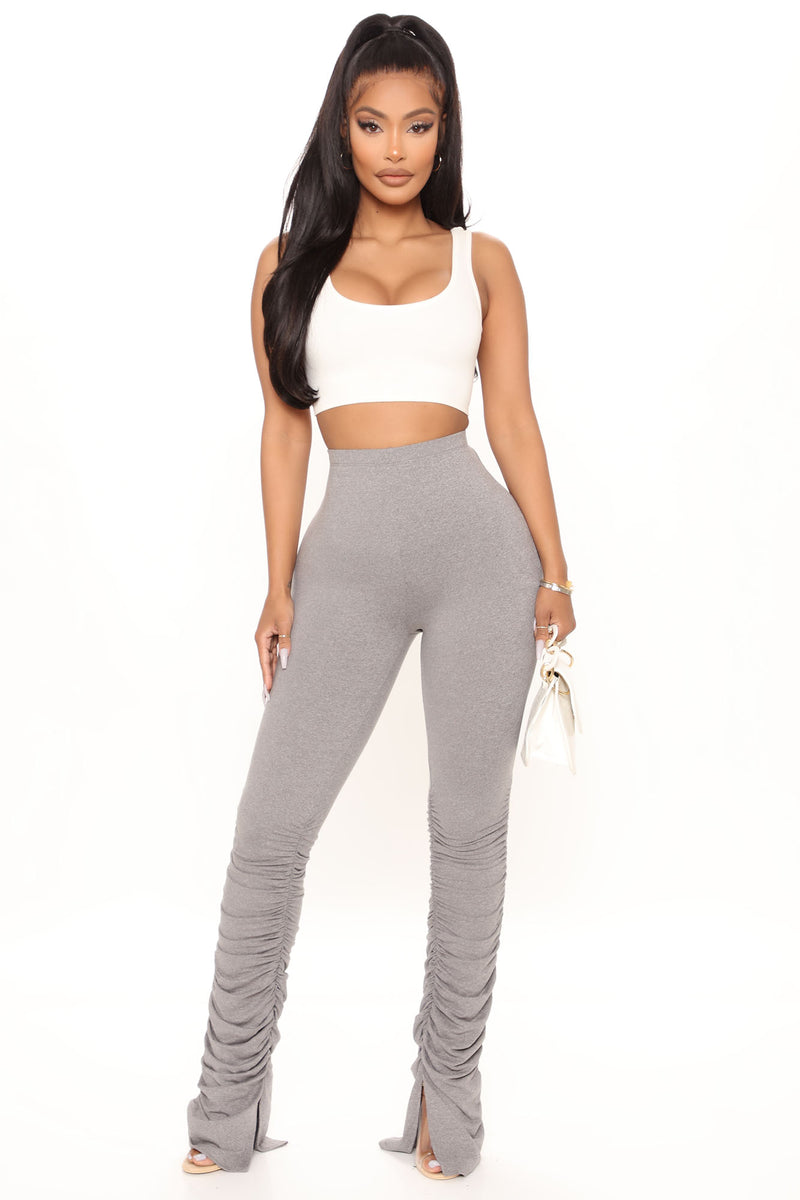 Stacked Honey High Rise Pant Heather Grey Fashion Nova Pants