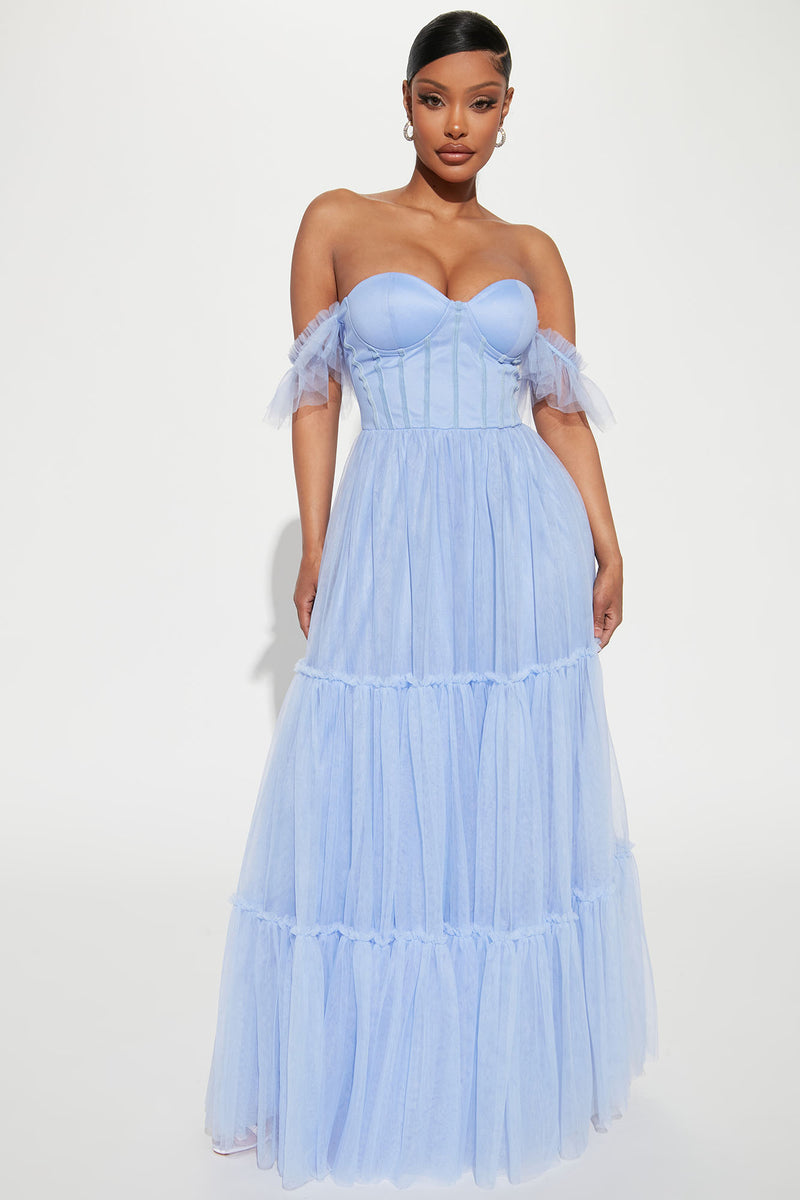 Light blue sales tulle maxi dress