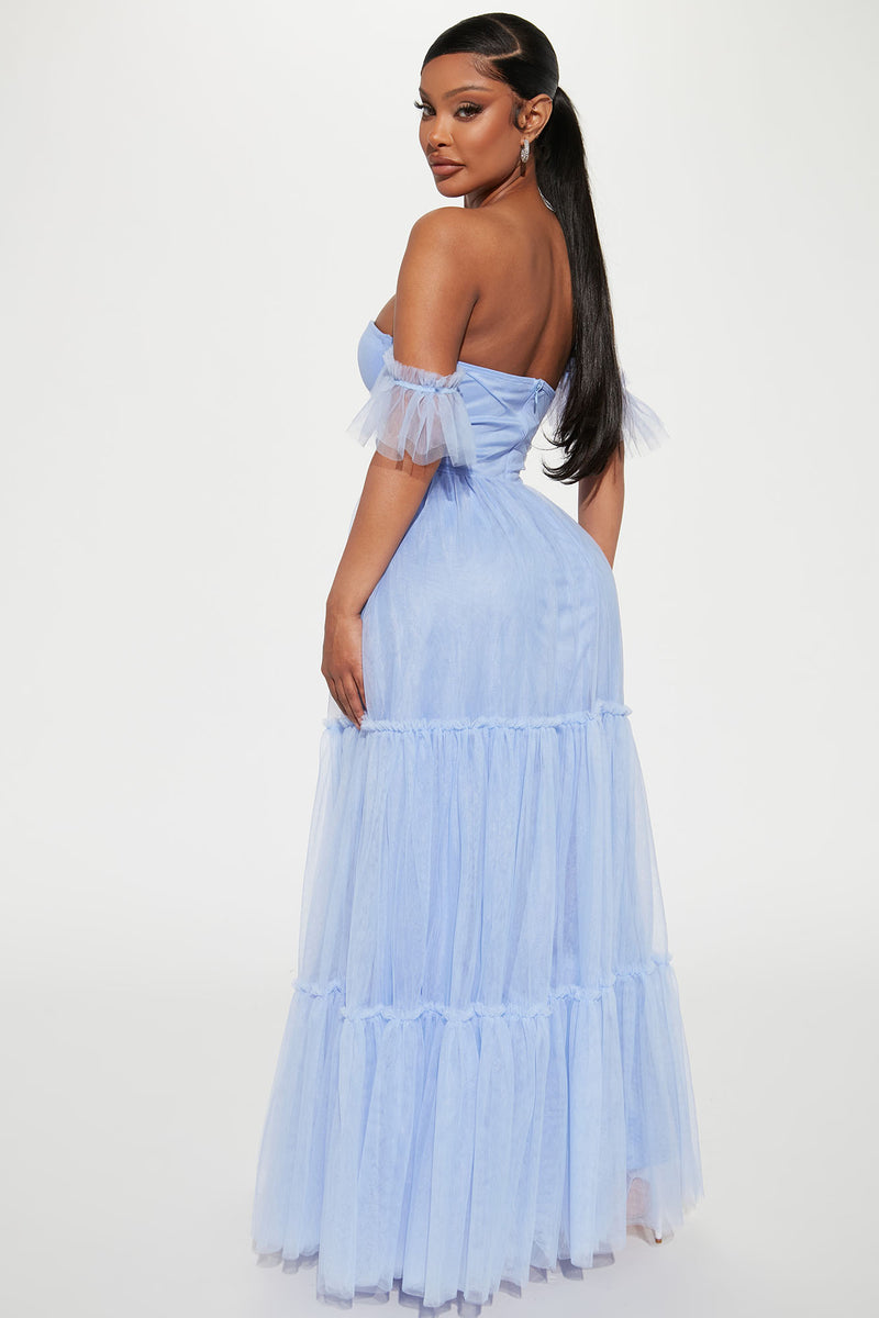Gracie Tulle Maxi Dress Light Blue Fashion Nova Dresses