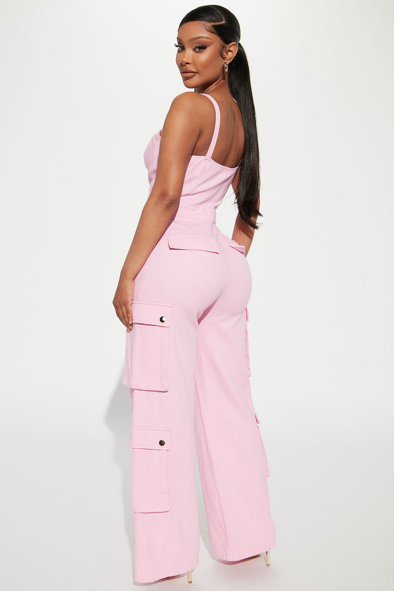 Candice Cargo Jumpsuit Pink